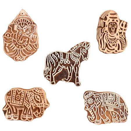 Set of 5 Piece New Mix Wooden Printing Block